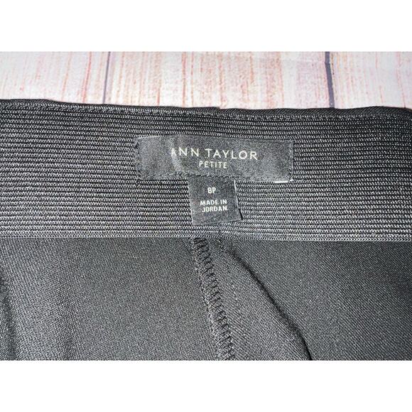 Ann Taylor Womens Dress Pants Size 8P Petite Black Wide Leg Mid Rise Trousers - Picture 7 of 7